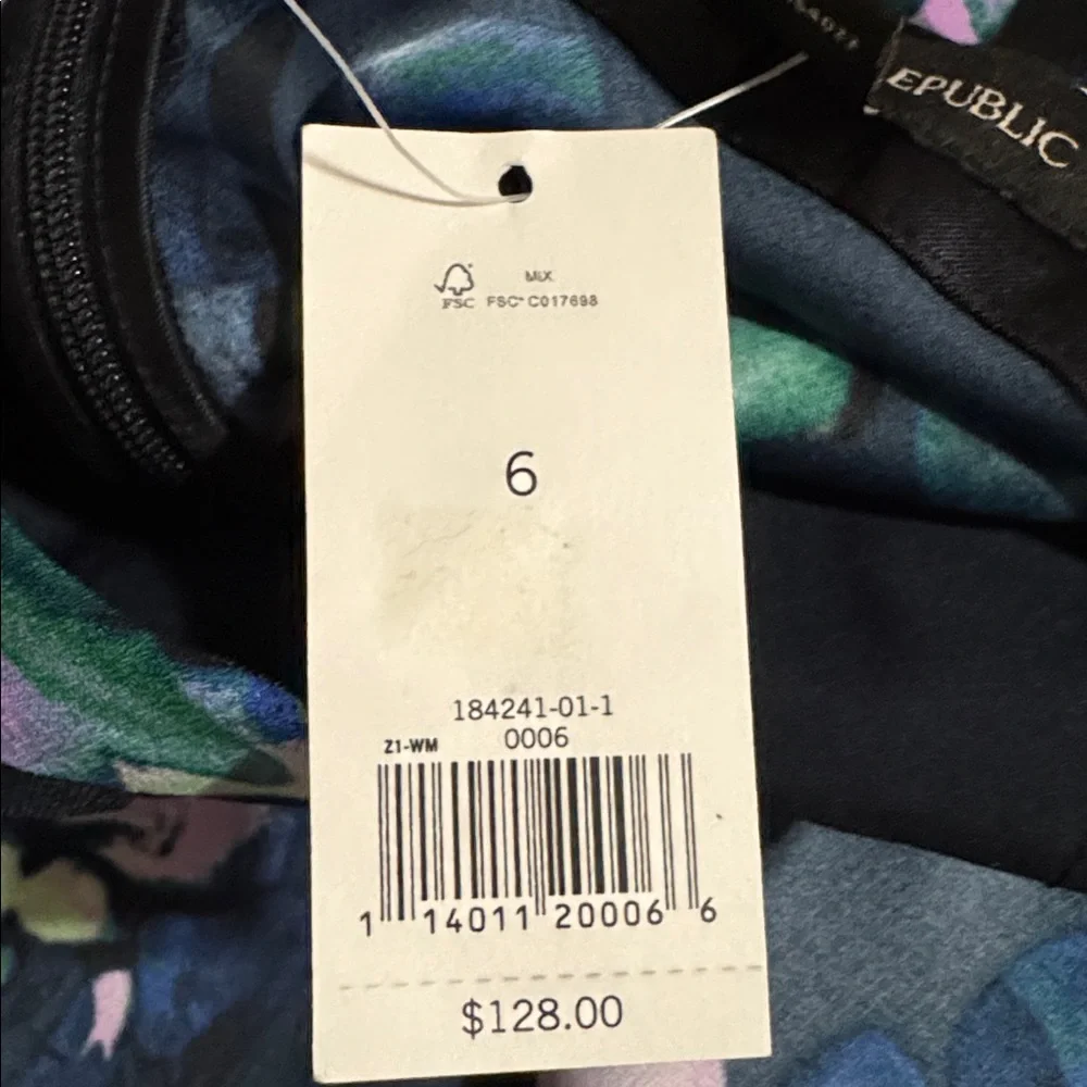 Banana Republic Floral Watercolor Print Midi Skirt Navy A-Line Career NWT-6